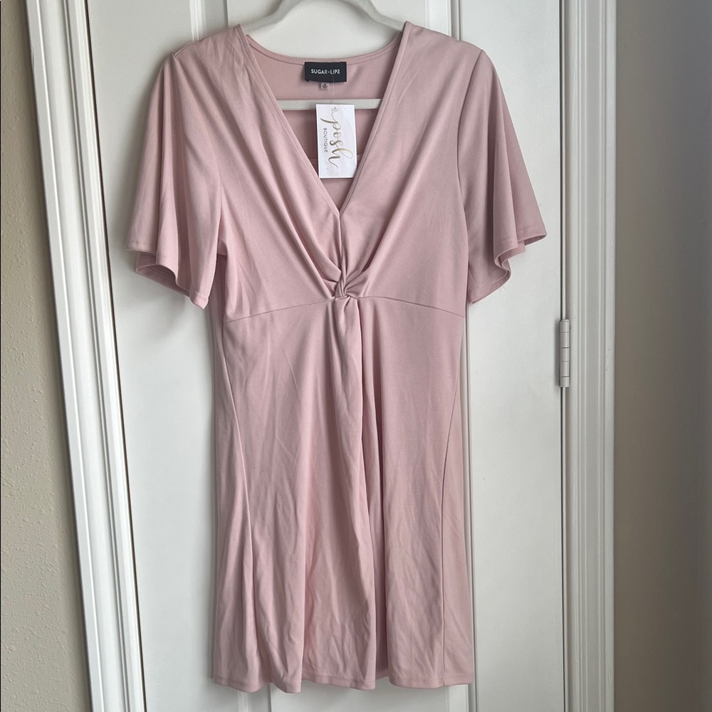Sugarlips Blush Twist Front Dress